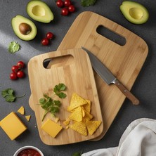 Hype Store 2'li Bambu Kesme Tahtası Seti | Büyük ve Küçük Boy Doğal Ahşap Kesim, Et ve Sunum Tahtaları