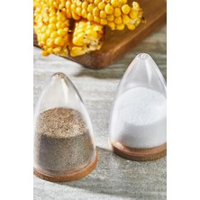 Hype Store Mithra Life 2 Adet Ahşap Altlıklı Silikon Kapaklı Mika Baharatlık Tuzluk Biberlik Seti MIT1153