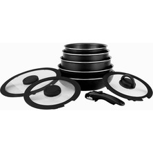 Hype Store Leggno All-In-One Titanium 9 Parça Set: 22CM Derin & 24CM Sığ Tencere 20-28CM Tava & 28CM Wok 22CM-2