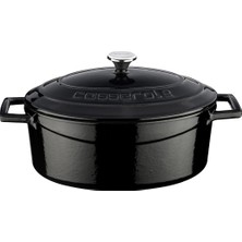 Hype Store Metal Oval Döküm Tencere, 25 Cm, 3.19 L Hacim, Siyah