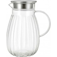 Hype Store Metal Kapaklı Cam Sürahi – Isıya Dayanıklı Şeffaf Cam, Şık ve Sağlam Tasarım, Soğuk ve Sıcak Içecekl