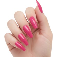 Eda Luxury Beauty 24'lü Pastel Pembe Takma Tırnak Seti Lüks Parlak Extra Uzun Küt Kare Balerin Yapıştırıcılı False Nails Set