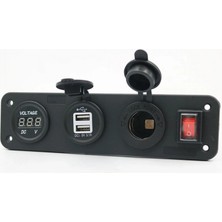 MELLİFERA 4'ü Bir Arada Karavan Tekne Yat Için Çift USB 12V Aç Kapa Anahtarlı Panel