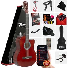 Midex CG-390BR-XBAG Klasik Gitar 4/4 Sap Ayarlı Kesik Kasa (Çanta Tuner Askı Capo Metod Pena)