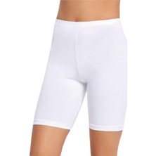 Q-En Kadın Beyaz Bambu Diz Üstü Tayt Günlük Kullanım İçin Yumuşak ve Esnek Özellikte