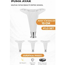 İmt Aksesuar Puma 15 cm Beyaz-Krom (4 Adet) Mobilya Kanepe Tv Ünitesi Konsol Dolap Komidin Ayağı