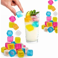 Hype Store Orret Home 24 Adet Su Dolu Renkli Buz Küpleri Kokteyl Meşrubat Çok Amaçlı Buz Buzluk Küpler Renkli K