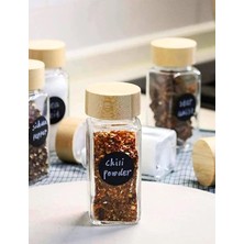 Delixa 2'li Cam Tuzluk ve Karabiberlik Seti Bambu Kapaklı Şık Baharatlık Takımı