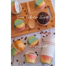 Delixa Trend Hediye Sepeti 50'li Gökkuşağı Muffin Kek Kalıbı, Kek Kapsülü Cupcake Kalıbı, Airfryer Uyumlu