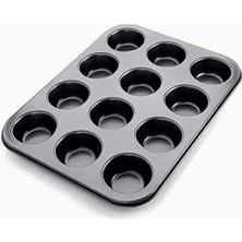 Delixa Muffin Kek Kabı ve Cupcake Fırın Tepsisi – Yapışmaz Metal Hamur, 12 Gözlü Muffin Kabı, Cup Cake Pişi