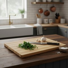 Delixa Bambu Kesme Tahtası Antibakteriel Yıkanabilir Doğrama Tahtası Dikdörtgen 24 * 34CM Büyük Boy