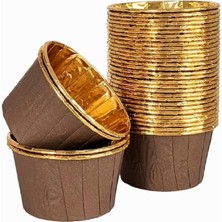 Hype Store Trend Hediye Sepeti 25'li Kahverengi Gold Muffin Kek Kalıbı, Kek Kapsülü Cupcake Kalıbı, Airfryer Uy
