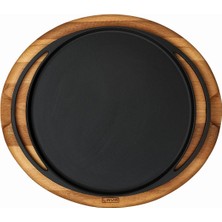 Delixa Döküm Çap 28 Pizza Tavası Ahşap Altlı - Lv As 121