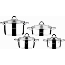 Delixa Leggno 8 Parça Süzgeçli Çelik Tencere Seti 24CM Süzgeçli Derin Tencere 20-16CM Derin Tencere 24CM Sı