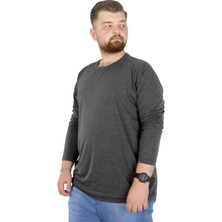 ModeXL Büyük Beden Tshirt Bisiklet Yaka 20102 Antramelanj