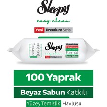 Sleepy Easy Clean Premium Beyaz Sabun Katkılı Yüzey Temizlik Havlusu Mendili 100 Yaprak