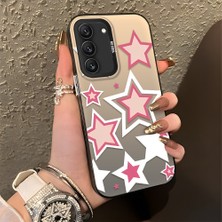 HONTINGA Samsung Galaxy S22 ile Uyumlu Kılıfı Silikon Kenar Sert Arka Düşüme Önleyici Basitlik Anti Düşme Kamera Korumali Renkli Yıldızlar Desen Telefon Kılıfı Kadın ve Erkek Için Uygundur K1-0707