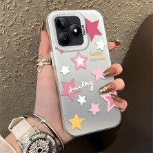 HONTINGA Realme Note 50 ile Uyumlu Kılıfı Silikon Kenar Sert Arka Düşüme Önleyici Basitlik Anti Düşme Kamera Korumali Renkli Yıldızlar Desen Telefon Kılıfı Kadın ve Erkek Için Uygundur K1-0707