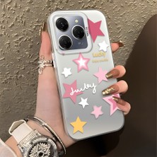 HONTINGA Tecno Spark 20 Pro ile Uyumlu Kılıfı Silikon Kenar Sert Arka Düşüme Önleyici Basitlik Anti Düşme Kamera Korumali Renkli Yıldızlar Desen Telefon Kılıfı Kadın ve Erkek Için Uygundur K1-0707