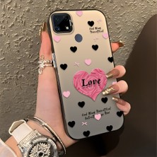 HONTINGA Realme C25 ile Uyumlu Kılıfı Silikon Kenar Sert Arka Düşüme Önleyici Basitlik Anti Düşme Kamera Korumali Kalp Desen Telefon Kılıfı Kadın ve Erkek Için Uygundur K1-0708