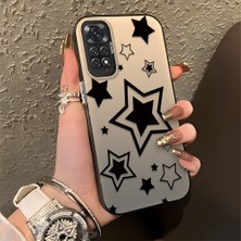HONTINGA Xiaomi Redmi Note 11 ile Uyumlu Kılıfı Silikon Kenar Sert Arka Düşüme Önleyici Basitlik Anti Düşme Kamera Korumali Siyah Yıldızlar Desen Telefon Kılıfı Kadın ve Erkek Için Uygundur K1-0709