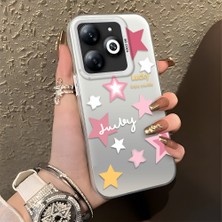 HONTINGA Tecno Spark 20C ile Uyumlu Kılıfı Silikon Kenar Sert Arka Düşüme Önleyici Basitlik Anti Düşme Kamera Korumali Renkli Yıldızlar Desen Telefon Kılıfı Kadın ve Erkek Için Uygundur K1-0707