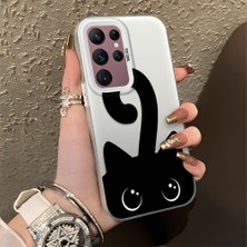 HONTINGA Samsung Galaxy S22 Ultra ile Uyumlu Kılıfı Silikon Kenar Sert Arka Düşüme Önleyici Basitlik Anti Düşme Kamera Korumali Kedi Desen Telefon Kılıfı Kadın ve Erkek Için Uygundur K1-0711