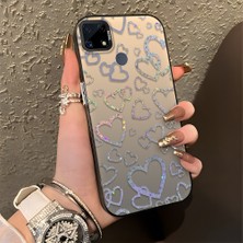 HONTINGA Realme C25 ile Uyumlu Kılıfı Silikon Kenar Sert Arka Düşüme Önleyici Basitlik Anti Düşme Kamera Korumali Renkli Kalpler Desen Telefon Kılıfı Kadın ve Erkek Için Uygundur K1-0710