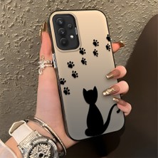 HONTINGA Samsung Galaxy A32 ile Uyumlu Kılıfı Silikon Kenar Sert Arka Düşüme Önleyici Basitlik Anti Düşme Kamera Korumali Kedi Desen Telefon Kılıfı Kadın ve Erkek Için Uygundur K1-0711