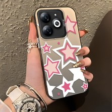 HONTINGA Infinix Smart 8 ile Uyumlu Kılıfı Silikon Kenar Sert Arka Düşüme Önleyici Basitlik Anti Düşme Kamera Korumali Renkli Yıldızlar Desen Telefon Kılıfı Kadın ve Erkek Için Uygundur K1-0707