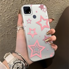 HONTINGA Realme C25 ile Uyumlu Kılıfı Silikon Kenar Sert Arka Düşüme Önleyici Basitlik Anti Düşme Kamera Korumali Siyah Yıldızlar Desen Telefon Kılıfı Kadın ve Erkek Için Uygundur K1-0709