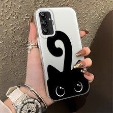 HONTINGA Samsung Galaxy A14 ile Uyumlu Kılıfı Silikon Kenar Sert Arka Düşüme Önleyici Basitlik Anti Düşme Kamera Korumali Kedi Desen Telefon Kılıfı Kadın ve Erkek Için Uygundur K1-0711