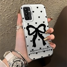 HONTINGA Samsung Galaxy M23 ile Uyumlu Kılıfı Silikon Kenar Sert Arka Düşüme Önleyici Basitlik Anti Düşme Kamera Korumali Papyon Desen Telefon Kılıfı Kadın ve Erkek Için Uygundur K1-0713