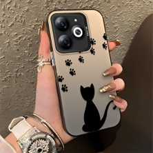 HONTINGA Tecno Spark Go 2024 ile Uyumlu Kılıfı Silikon Kenar Sert Arka Düşüme Önleyici Basitlik Anti Düşme Kamera Korumali Kedi Desen Telefon Kılıfı Kadın ve Erkek Için Uygundur K1-0711