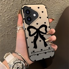 HONTINGA iPhone 16 ile Uyumlu Kılıfı Silikon Kenar Sert Arka Düşüme Önleyici Basitlik Anti Düşme Kamera Korumali Papyon Desen Telefon Kılıfı Kadın ve Erkek Için Uygundur K1-0713