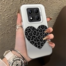 HONTINGA Xiaomi Redmi Note 14 Pro ile Uyumlu Kılıfı Silikon Kenar Sert Arka Düşüme Önleyici Basitlik Anti Düşme Kamera Korumali Leopar Kalp Desen Telefon Kılıfı Kadın ve Erkek Için Uygundur K1-0715