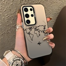 HONTINGA Samsung Galaxy S24 Ultra ile Uyumlu Kılıfı Silikon Kenar Sert Arka Düşüme Önleyici Basitlik Anti Düşme Kamera Korumali Uçuş Desen Telefon Kılıfı Kadın ve Erkek Için Uygundur K1-0714