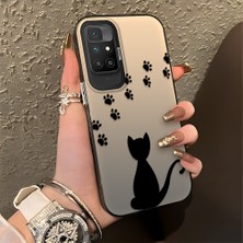 HONTINGA Xiaomi Redmi 10 ile Uyumlu Kılıfı Silikon Kenar Sert Arka Düşüme Önleyici Basitlik Anti Düşme Kamera Korumali Kedi Desen Telefon Kılıfı Kadın ve Erkek Için Uygundur K1-0711