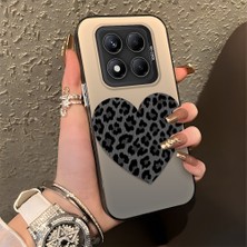 HONTINGA Xiaomi Redmi Note 14 Pro ile Uyumlu Kılıfı Silikon Kenar Sert Arka Düşüme Önleyici Basitlik Anti Düşme Kamera Korumali Leopar Kalp Desen Telefon Kılıfı Kadın ve Erkek Için Uygundur K1-0715