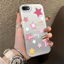 HONTINGA iPhone Se 2022 ile Uyumlu Kılıfı Silikon Kenar Sert Arka Düşüme Önleyici Basitlik Anti Düşme Kamera Korumali Renkli Yıldızlar Desen Telefon Kılıfı Kadın ve Erkek Için Uygundur K1-0707