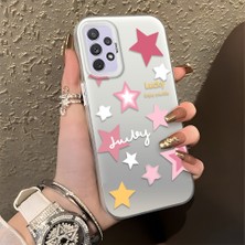 HONTINGA Samsung Galaxy A72 ile Uyumlu Kılıfı Silikon Kenar Sert Arka Düşüme Önleyici Basitlik Anti Düşme Kamera Korumali Renkli Yıldızlar Desen Telefon Kılıfı Kadın ve Erkek Için Uygundur K1-0707