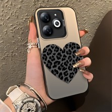 HONTINGA Infinix Smart 8 ile Uyumlu Kılıfı Silikon Kenar Sert Arka Düşüme Önleyici Basitlik Anti Düşme Kamera Korumali Leopar Kalp Desen Telefon Kılıfı Kadın ve Erkek Için Uygundur K1-0715