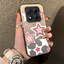 HONTINGA Xiaomi Redmi Note 14 Pro ile Uyumlu Kılıfı Silikon Kenar Sert Arka Düşüme Önleyici Basitlik Anti Düşme Kamera Korumali Renkli Yıldızlar Desen Telefon Kılıfı Kadın ve Erkek Için Uygundur K1-0707