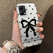 HONTINGA Xiaomi Redmi Note 12 5g ile Uyumlu Kılıfı Silikon Kenar Sert Arka Düşüme Önleyici Basitlik Anti Düşme Kamera Korumali Papyon Desen Telefon Kılıfı Kadın ve Erkek Için Uygundur K1-0713