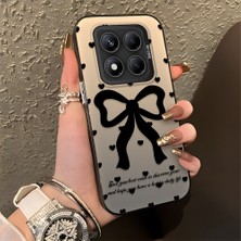 HONTINGA Xiaomi Redmi Note 14 Pro 5g ile Uyumlu Kılıfı Silikon Kenar Sert Arka Düşüme Önleyici Basitlik Anti Düşme Kamera Korumali Papyon Desen Telefon Kılıfı Kadın ve Erkek Için Uygundur K1-0713