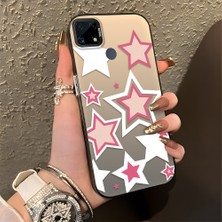 HONTINGA Realme C15 ile Uyumlu Kılıfı Silikon Kenar Sert Arka Düşüme Önleyici Basitlik Anti Düşme Kamera Korumali Renkli Yıldızlar Desen Telefon Kılıfı Kadın ve Erkek Için Uygundur K1-0707