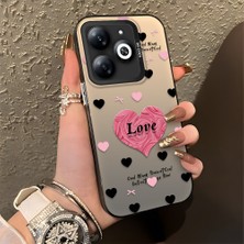 HONTINGA Infinix Smart 8 ile Uyumlu Kılıfı Silikon Kenar Sert Arka Düşüme Önleyici Basitlik Anti Düşme Kamera Korumali Kalp Desen Telefon Kılıfı Kadın ve Erkek Için Uygundur K1-0708