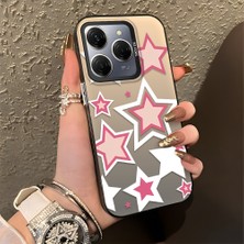 HONTINGA Tecno Spark 20 Pro 5g ile Uyumlu Kılıfı Silikon Kenar Sert Arka Düşüme Önleyici Basitlik Anti Düşme Kamera Korumali Renkli Yıldızlar Desen Telefon Kılıfı Kadın ve Erkek Için Uygundur K1-0707