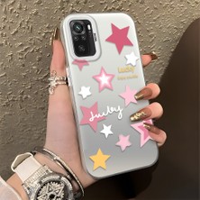 HONTINGA Xiaomi Redmi Note 10S ile Uyumlu Kılıfı Silikon Kenar Sert Arka Düşüme Önleyici Basitlik Anti Düşme Kamera Korumali Renkli Yıldızlar Desen Telefon Kılıfı Kadın ve Erkek Için Uygundur K1-0707