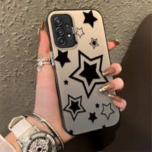 HONTINGA Samsung Galaxy A52 ile Uyumlu Kılıfı Silikon Kenar Sert Arka Düşüme Önleyici Basitlik Anti Düşme Kamera Korumali Siyah Yıldızlar Desen Telefon Kılıfı Kadın ve Erkek Için Uygundur K1-0709